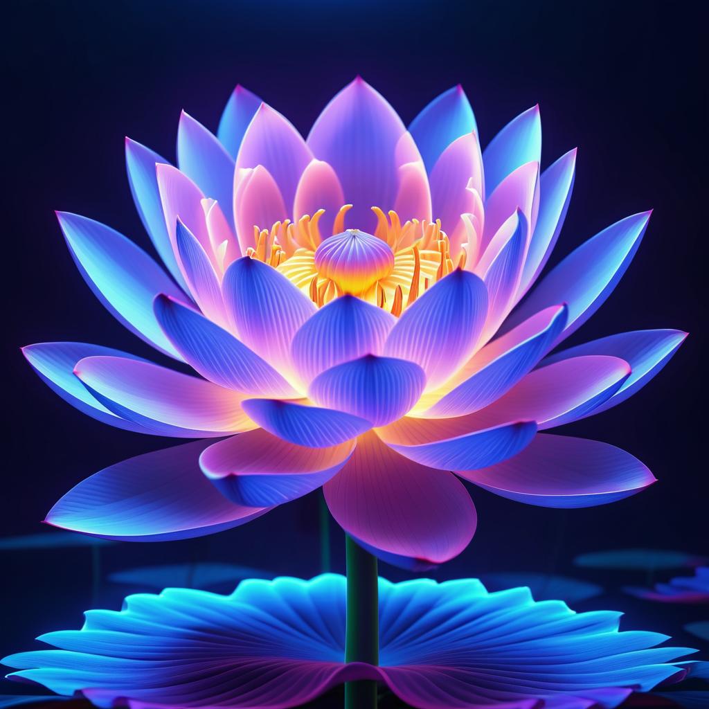 Surreal Neon Lotus Flower in 4K