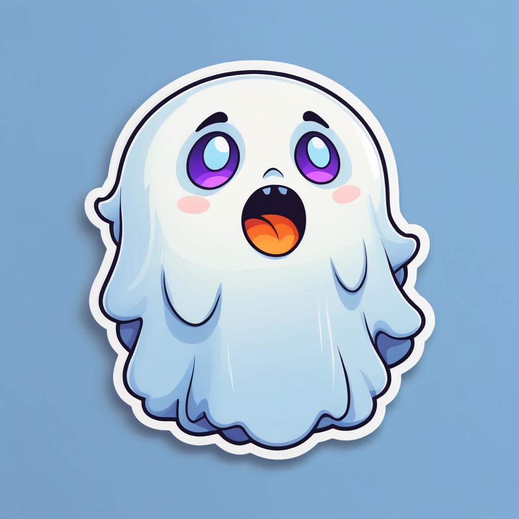 Adorable Androgynous Ghost Cartoon Sticker