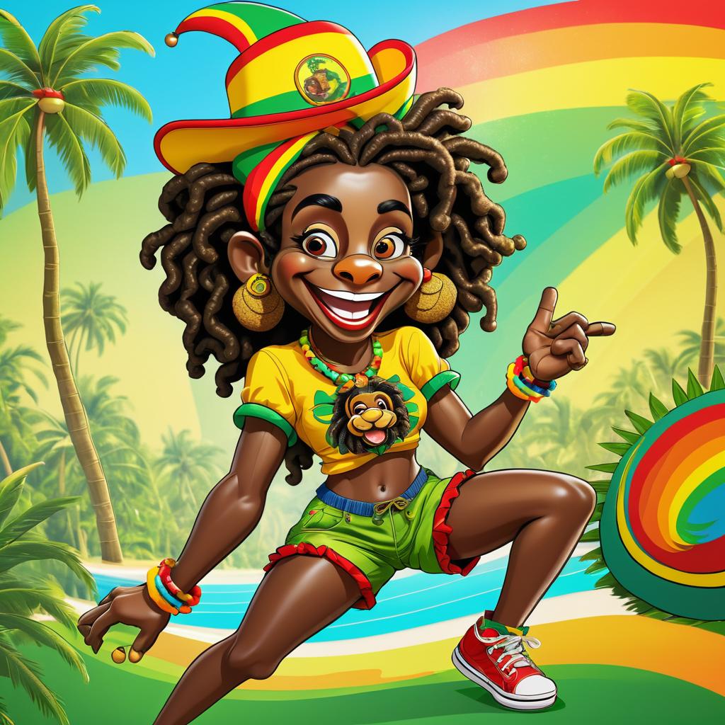 Playful Rastafarian Monkey Pin-Up Art