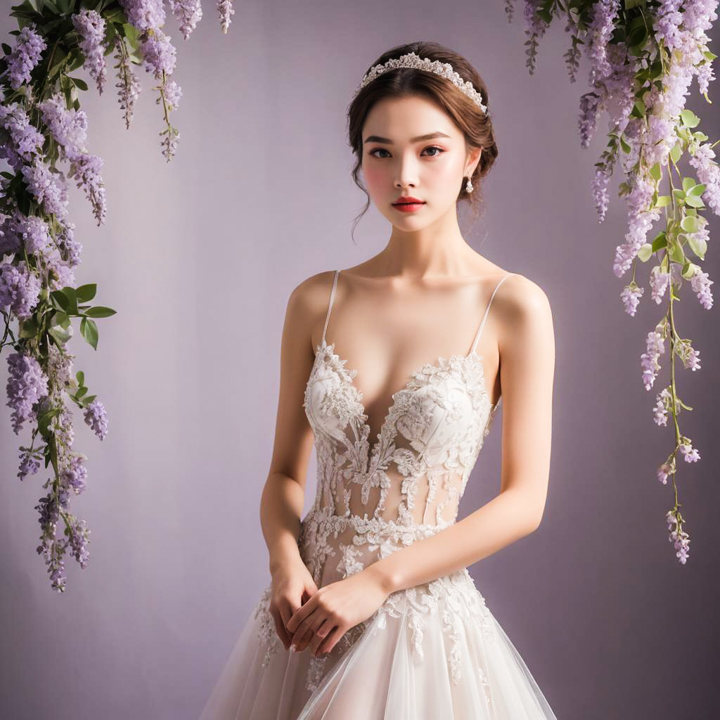 Elegant Bridal Photoshoot with Wisteria Glow