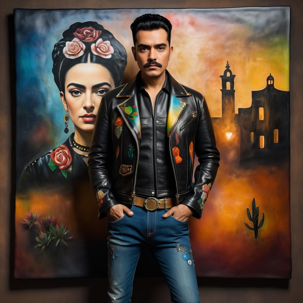 Surreal Man in Leather Jacket Art