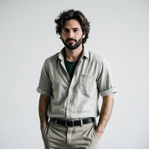 Casual man with unkempt hair and scruffy beard