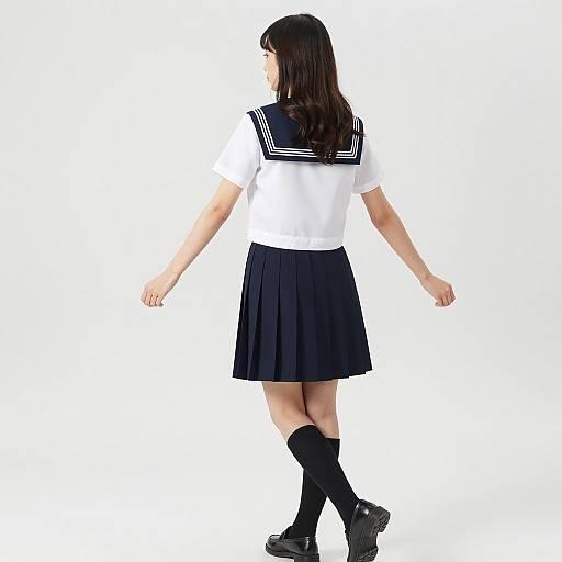 Elegant Asian Woman in School Uniform