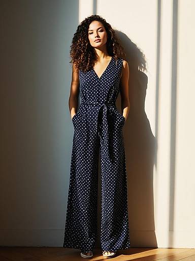 Elegant Navy Jumpsuit Fashion Portrait