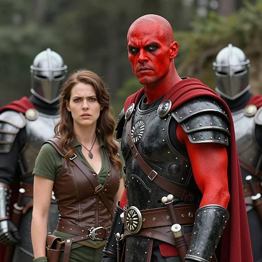 Epic Scene of Armored Heroes and Allies