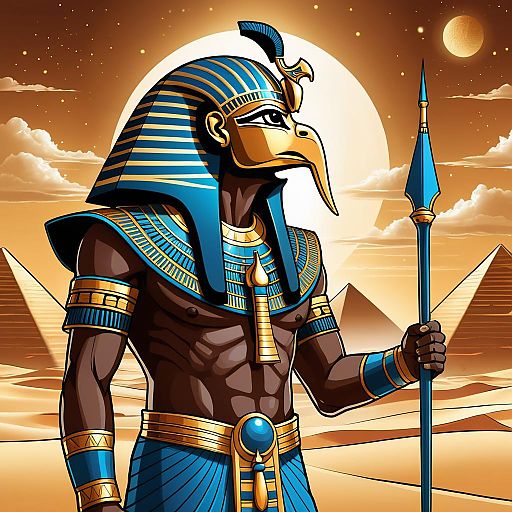 Anime Style Illustration of Egyptian God Horus
