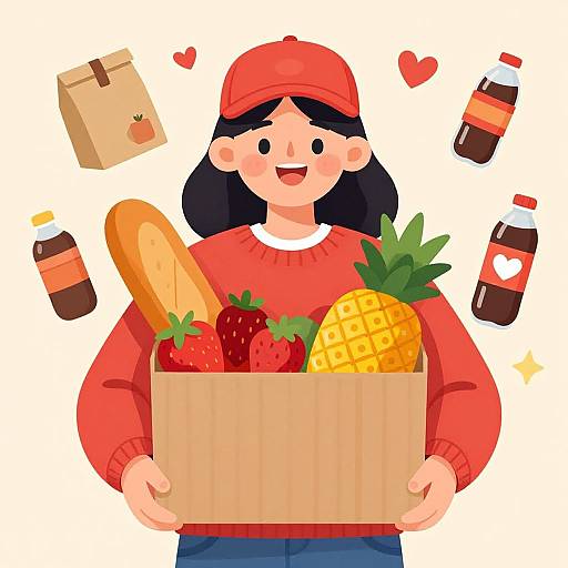 Cheerful Woman with Fresh Produce