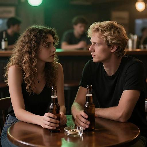 Intimate Moment in a Dimly Lit Bar