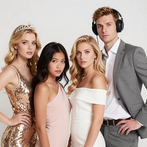 Dynamic Group Portrait with Unique Attire