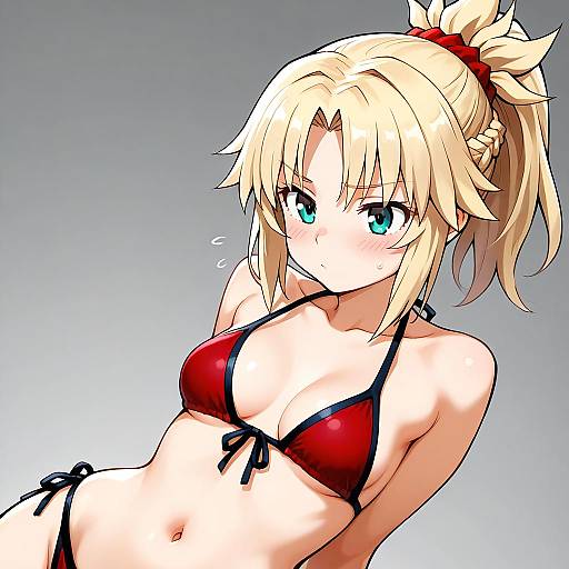 Illustration of Mordred (swimsuit rider) (first ascension) (fate), fate (series) in the style of Lasto