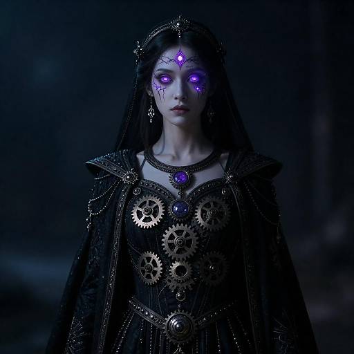 Nocturnal Clockwork Priestess Portrait