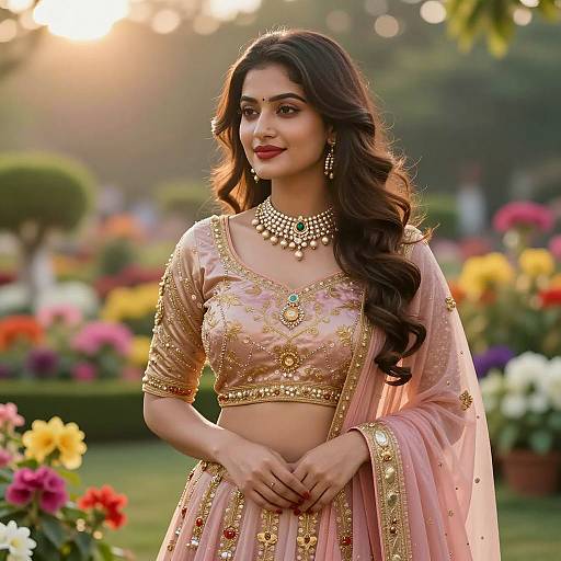 Portrait of a Young Woman in Lehenga