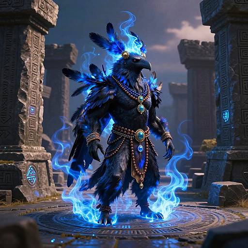 Raven Aarakocra Shaman on Ruins