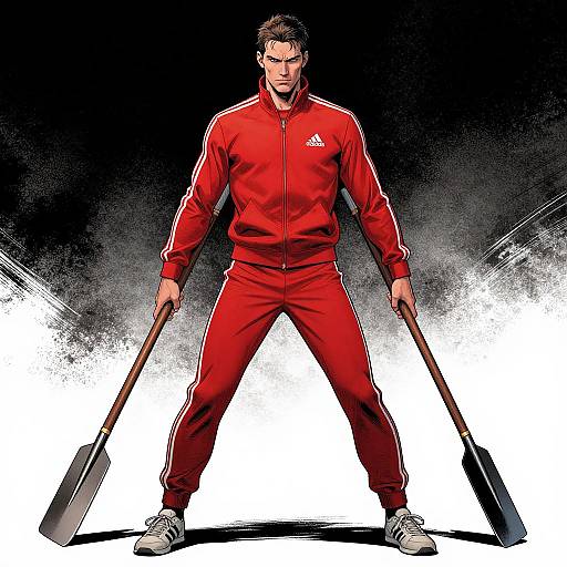 Skinny Super Villain in Red Tracksuit