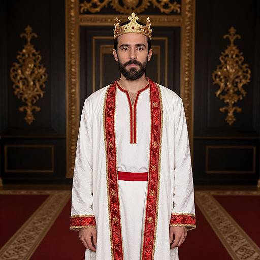 Regal Man with Crowned Attire