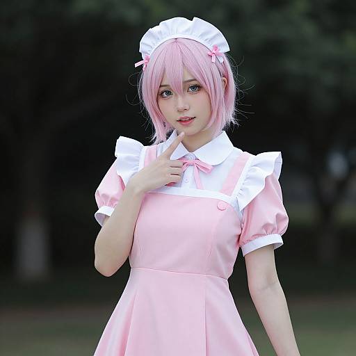 Sucrose Maid Cosplay in Pink Dress