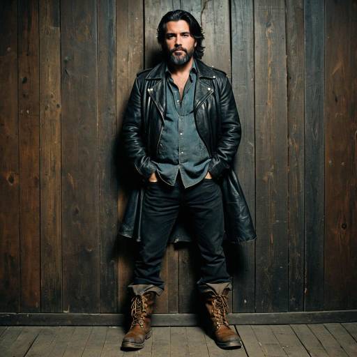 Rugged Man in Leather Jacket and Boots