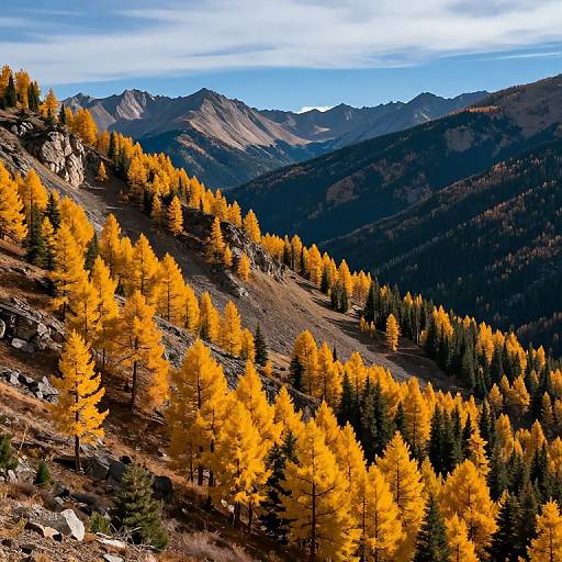 Golden Larch Trees in Rocky Mountains