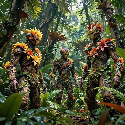Humanoid Plant Creatures in Jungle