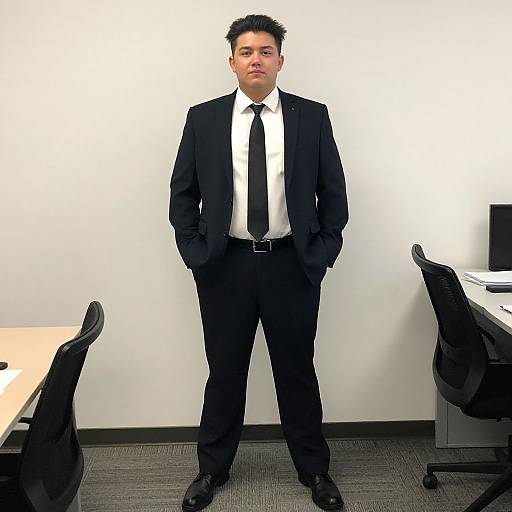 Realistic Chubby Man in Office Wear