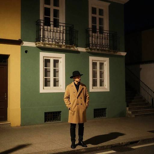 Urban Nighttime Scene with a Vintage Touch