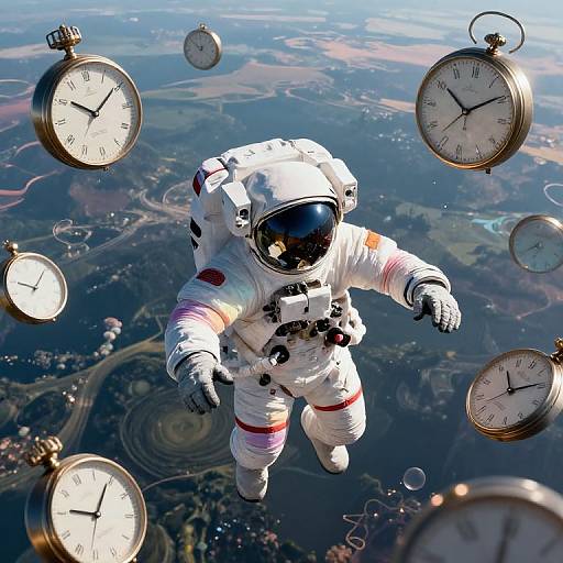 Surreal Astronaut in Fluxing Timescape