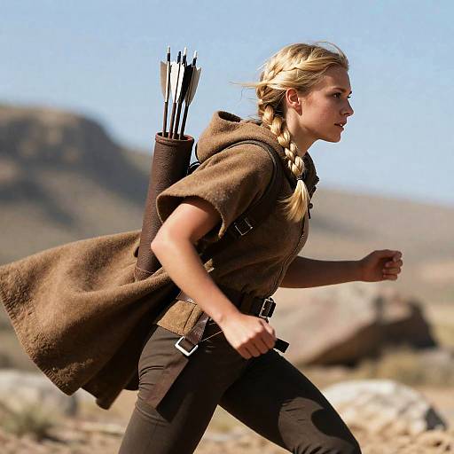 Blonde Archer in Dynamic Motion