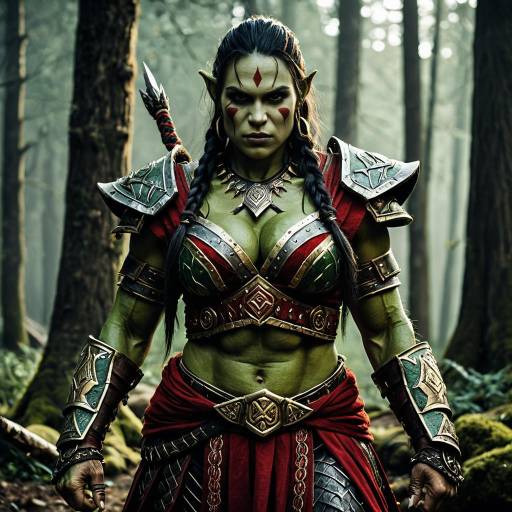 Fierce Female Orc Warrior in Fantasy Forest