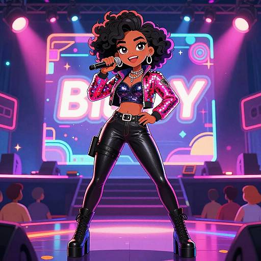 Vibrant Biracial Female Pop Star