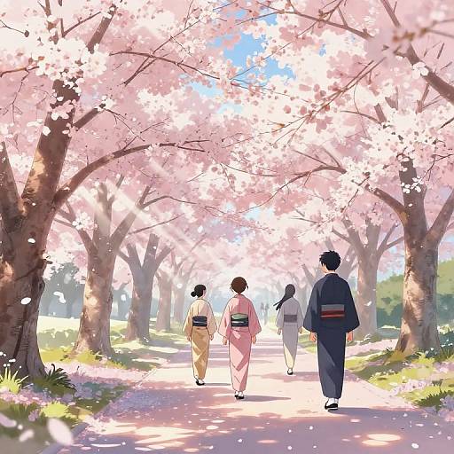 Serene Anime Cherry Blossom Park