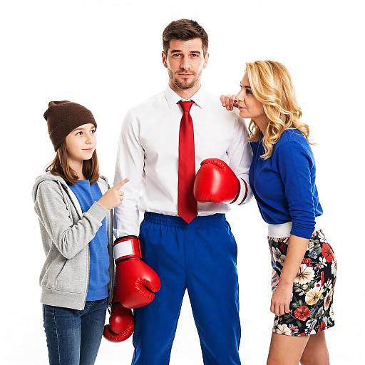 Candid Family Portrait with Boxing Glove