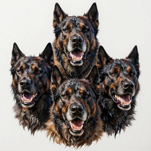 Realistic Cerberus Close-Up Drawing