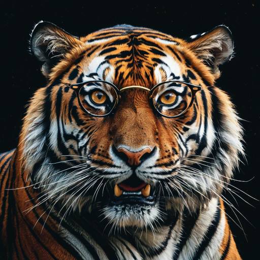 Bengal Tiger Wearing Round Glasses
