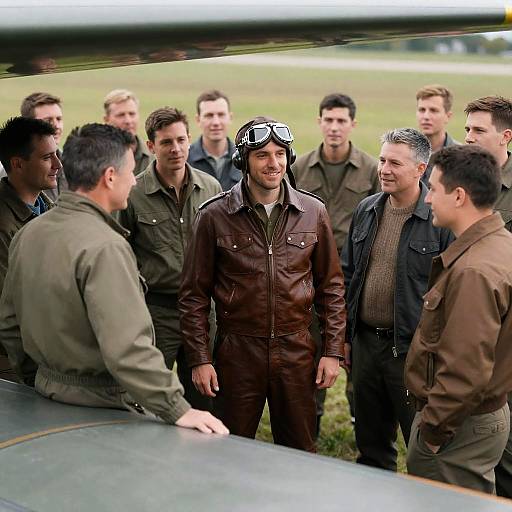 Aviators and Friends by the Airplane