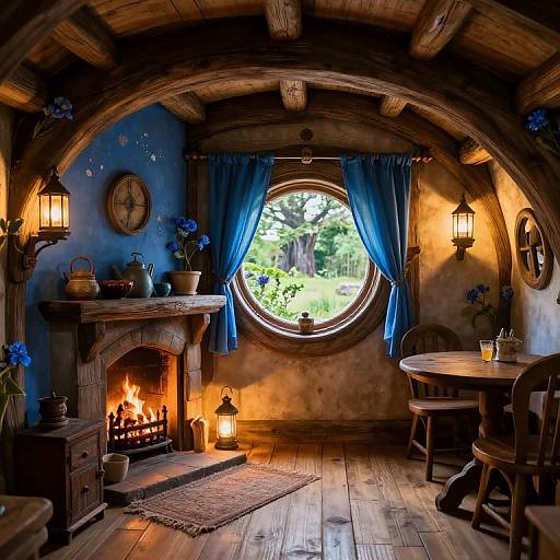 Cozy Detailed Hobbit House Interior