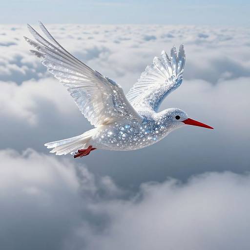 Luminous Bird Soaring Above Clouds