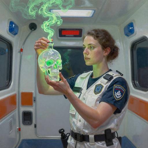 Female Paramedic with Toxic Skull Bottle