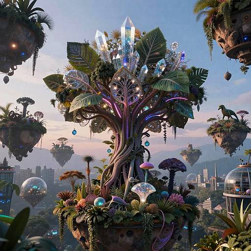 Hanging Terrarium City on Asteroid