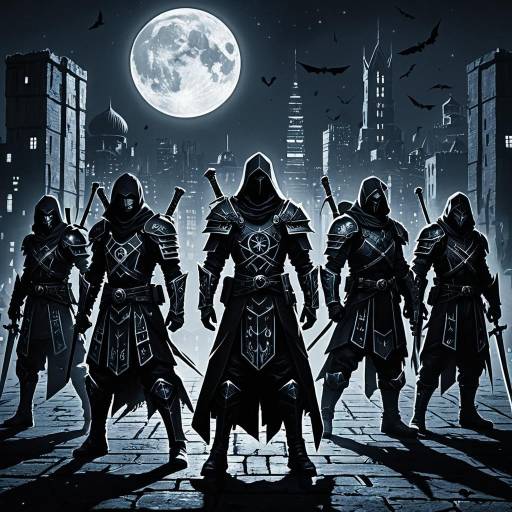 Shadow Assassins in Moonlit Cityscape