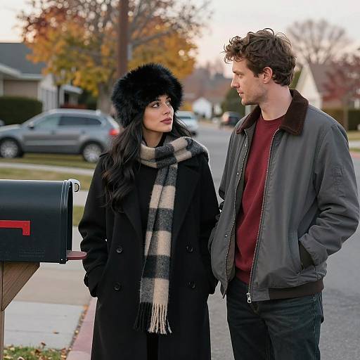 Suburban Couple in Autumn Light