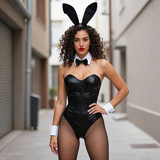 Confident Woman in Edgy Bunny Costume