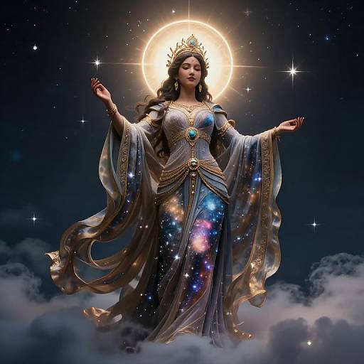 Celestial Deity Iatola Rising Above Clouds