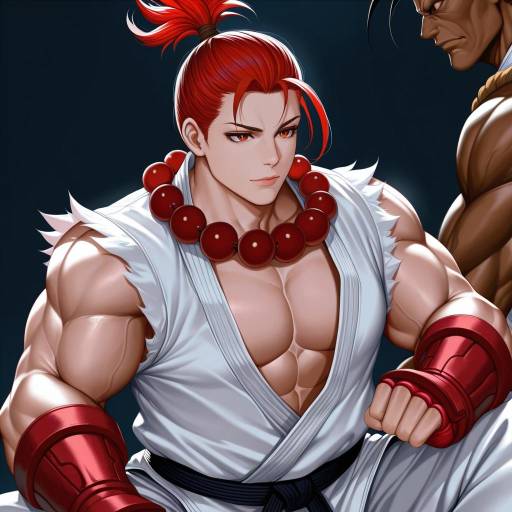 Illustration of Akuma (street fighter), street fighter in the style of Hanada yanochi