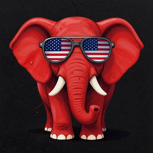 Red Elephant with American Flag Sunglasses