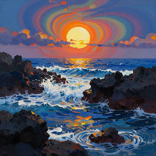 Surreal Crystal Lagoon with Volcanic Rocks