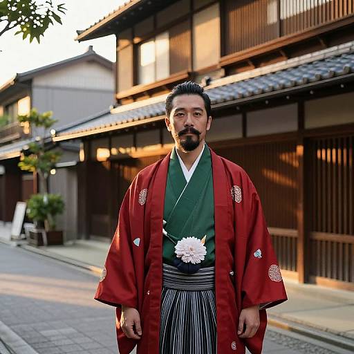 Man in Traditional Kimono at Golden Hour