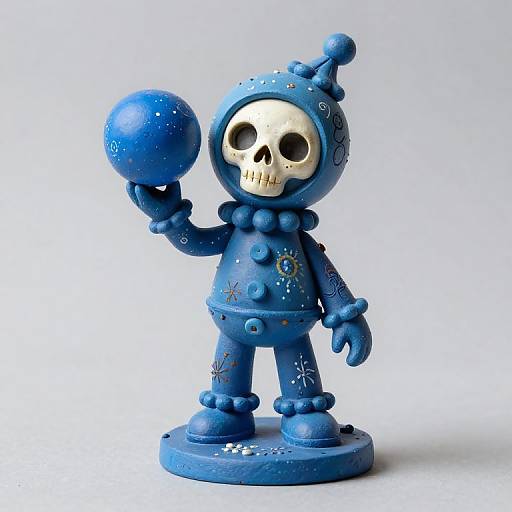 Blue Figurine with Grotesque Flair