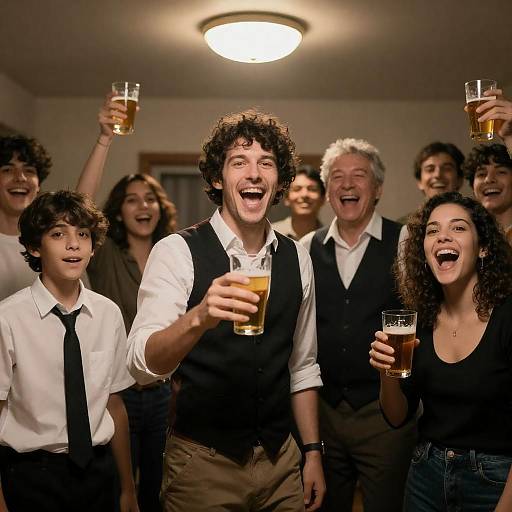 Celebration in a Dimly Lit Room