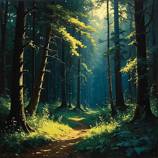 Mysterious Forest Glade in Romantic Style