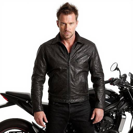 Rugged Man with Motorcycle Portrait